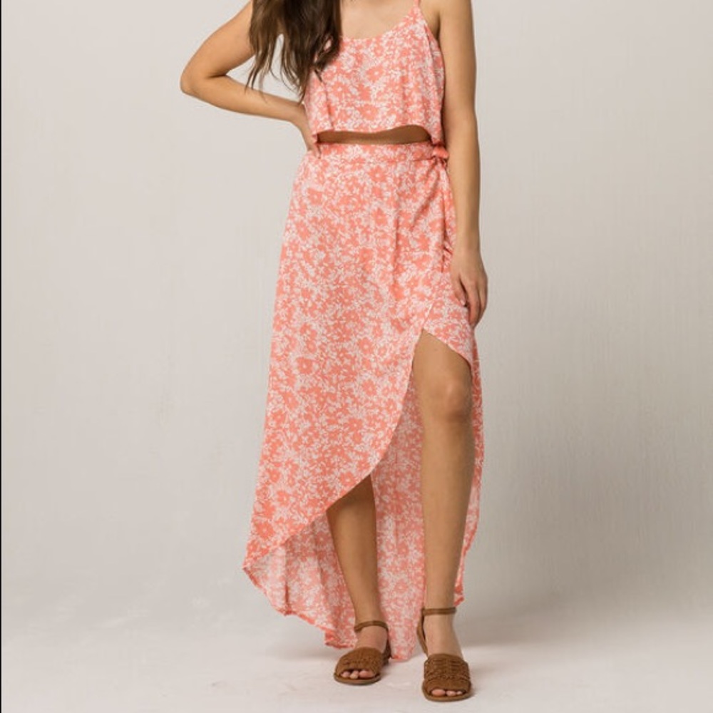 Coral Floral Sky & Sparrow Wrap Skirt